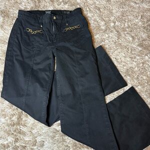Guess Black Flare Jeans with Gold Chain Detail size 29